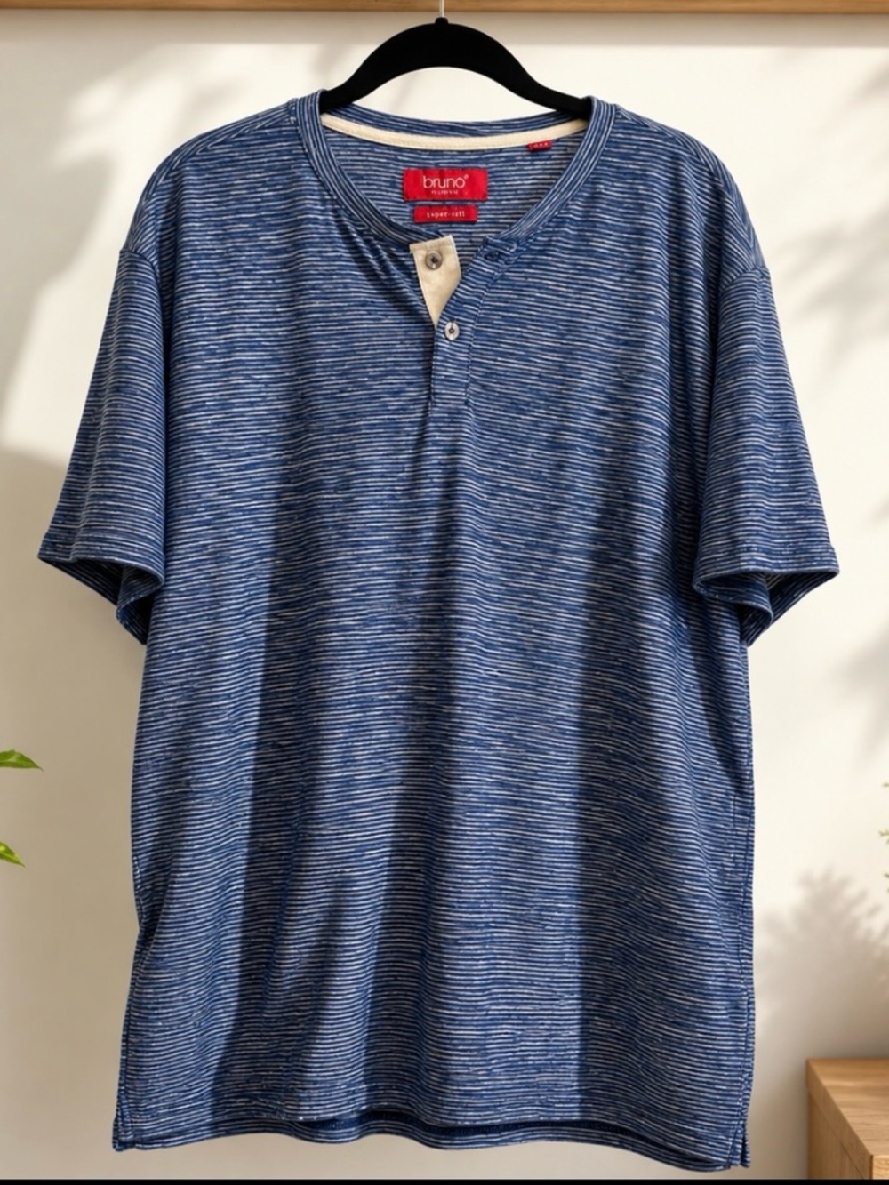 bruno® Men's Blue Space-Dye Short Sleeve Henley Tee